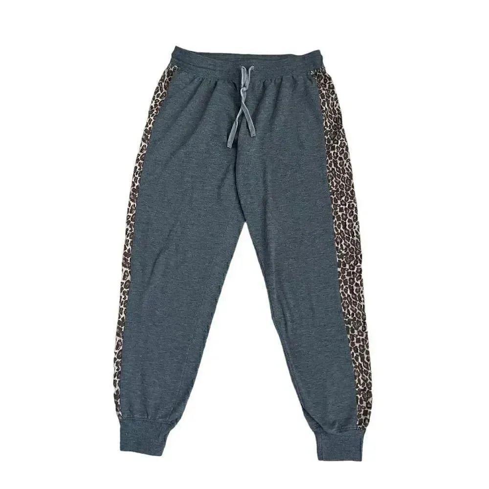 Splendid Gray Black Leopard Mid-Rise Jogger Pants Soft Lounge Womens Pajama XS